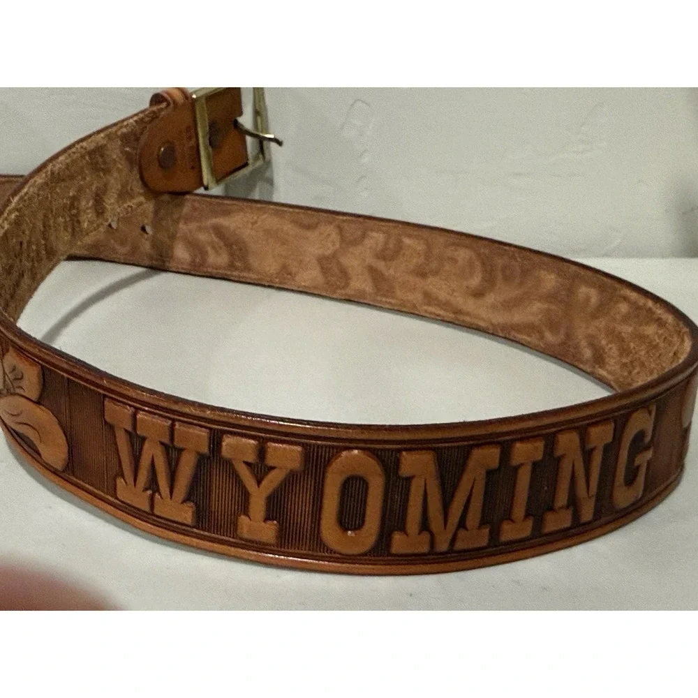 Vintage Rockmount Wyoming Tooled Leather Western Belt 32 Floral Saddle Cowboy